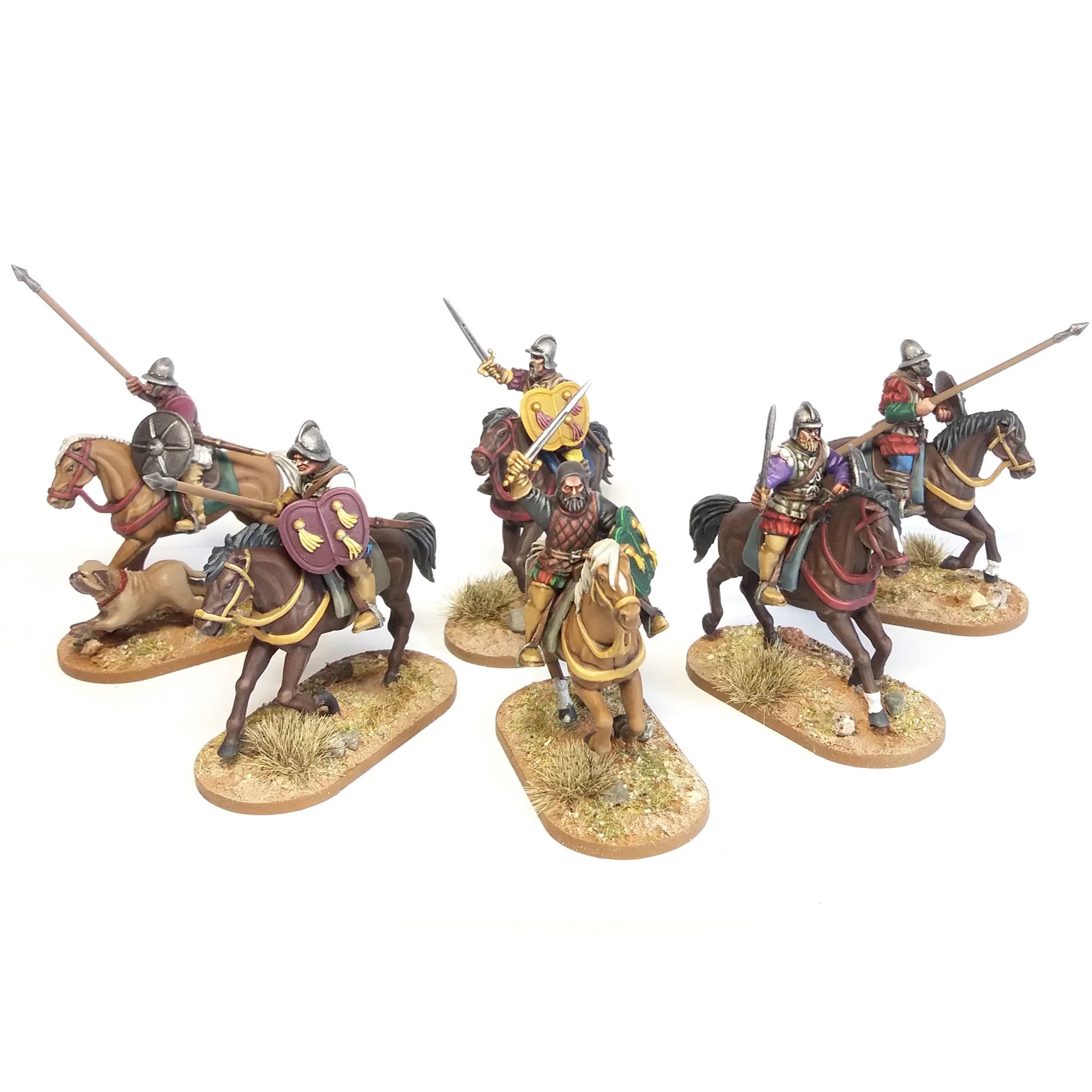  Painted 28mm Conquistador cavalry with war dogs