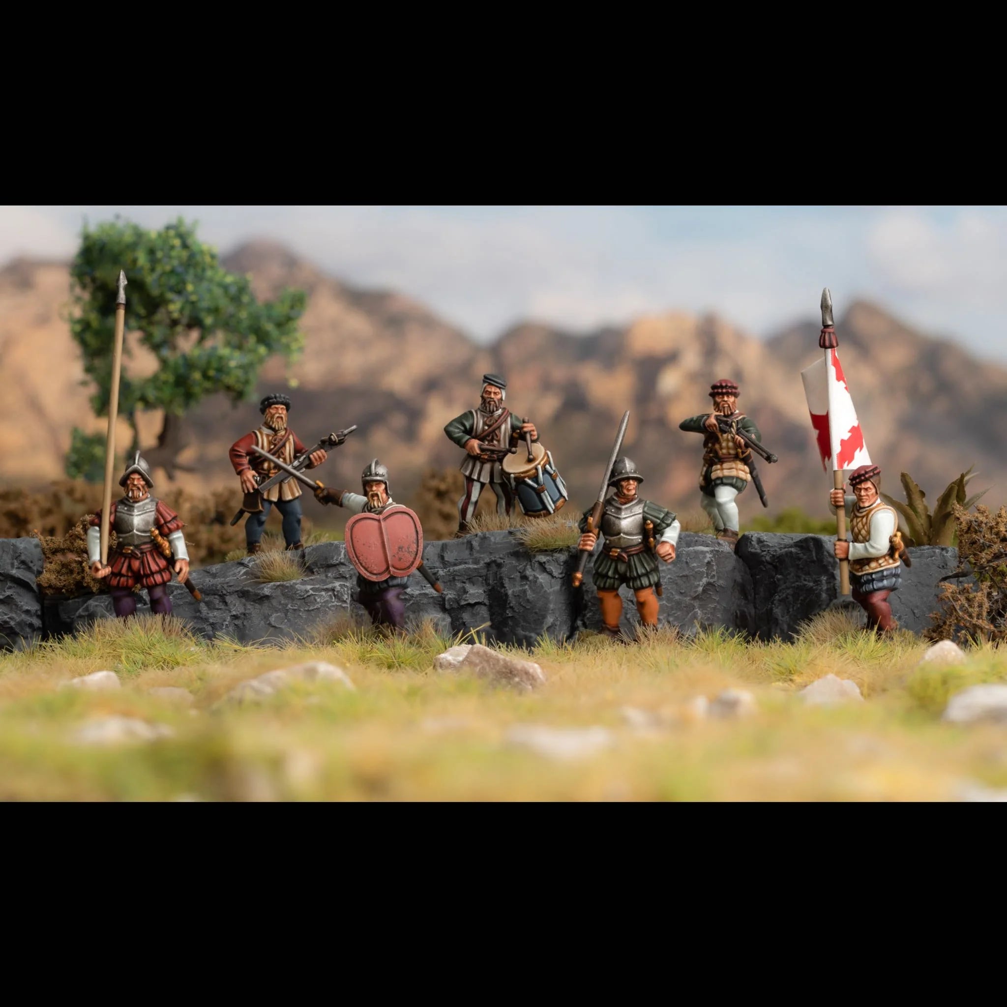 Conquistadors 28 mm Scale Model Plastic Figures Example Diorama