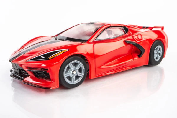Chevrolet Corvette C8 (Torch Red) HO Slot Car with Mega G+ Chassis Left Front View