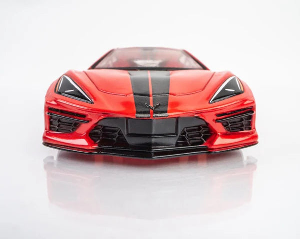 Chevrolet Corvette C8 (Torch Red) HO Slot Car with Mega G+ Chassis Front View