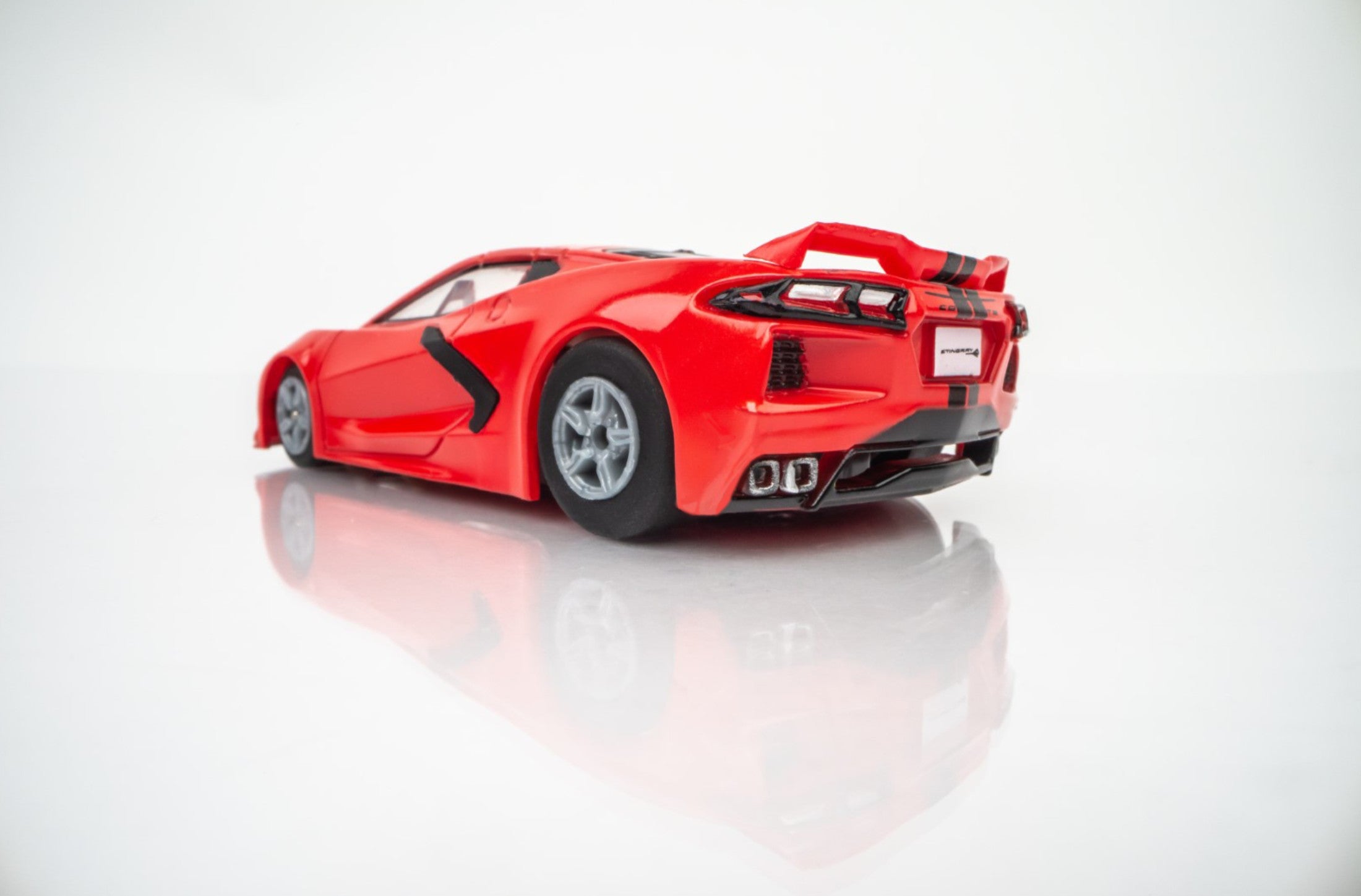Chevrolet Corvette C8 (Torch Red) HO Slot Car with Mega G+ Chassis Left Rear View