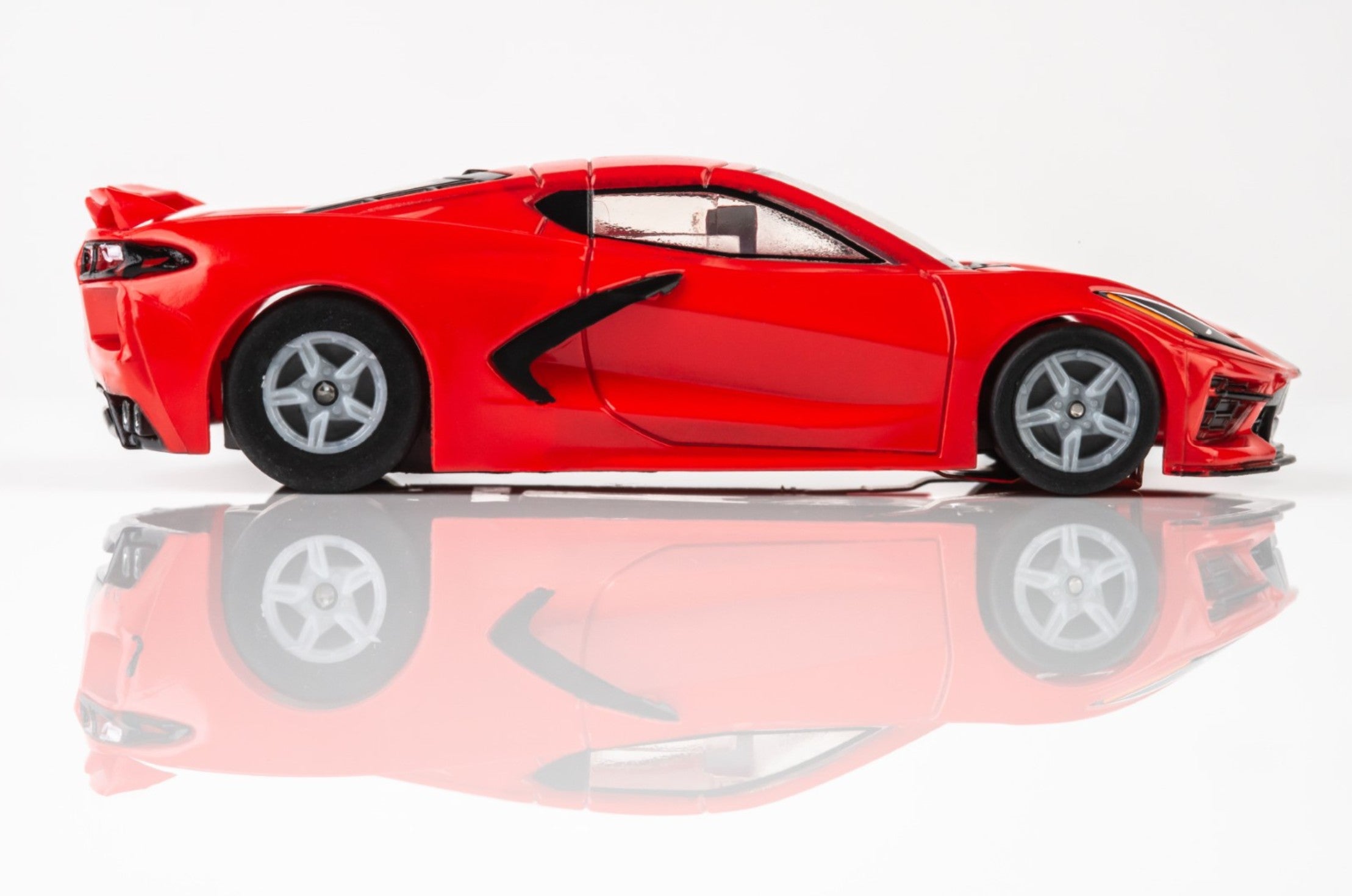 Chevrolet Corvette C8 (Torch Red) HO Slot Car with Mega G+ Chassis Right Side View