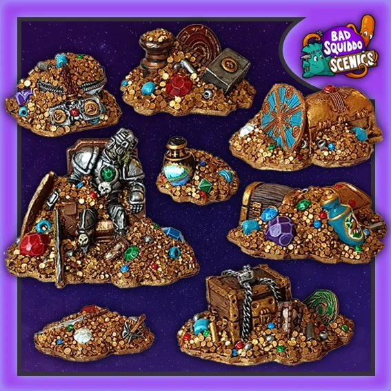 Fantasy Cursed Treasure Piles (8) 28 mm Scale Models