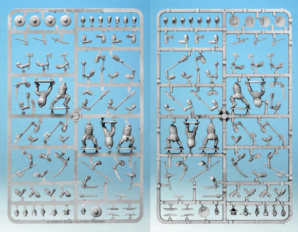 Oathmark Orc Heavy Infantry, 28 mm Scale Model Plastic Figures Example Frames