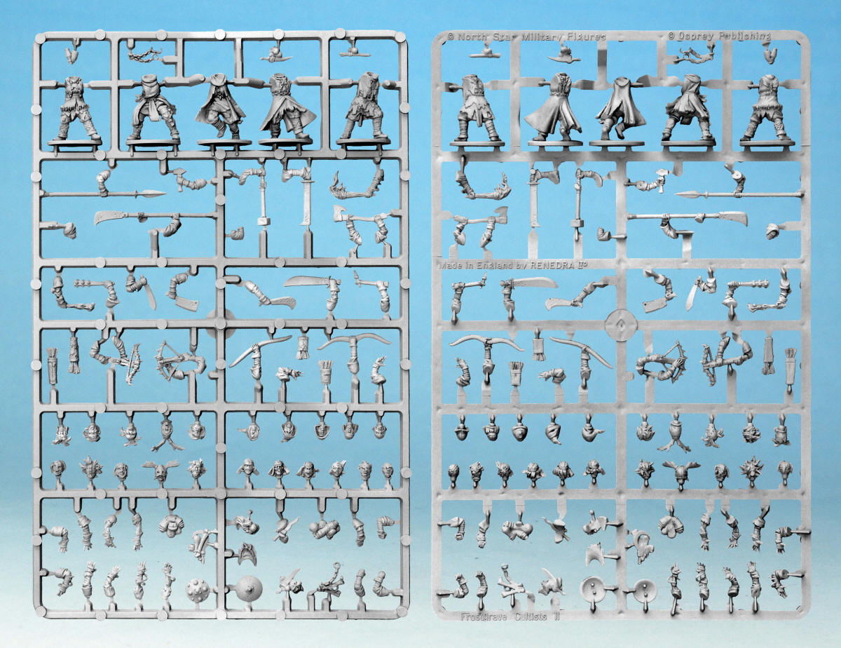 Frostgrave Cultists II, 28 mm Scale Model Plastic Figures Sample Frames