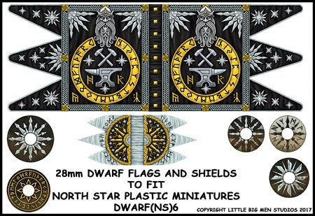 Oathmark Dwarf Banner & Shield Transfers #2, 28 mm Scale