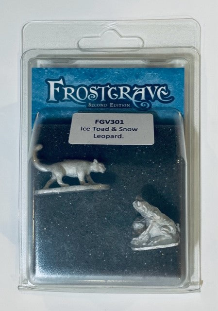 Frostgrave Ice Toad & Snow Leopard, 28 mm Scale Model Metal Figures Packaging