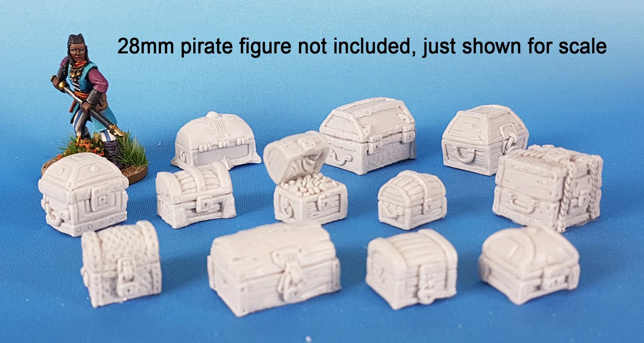 Fantasy Treasure Chests (12) 28 mm Scale Models Size Comparison