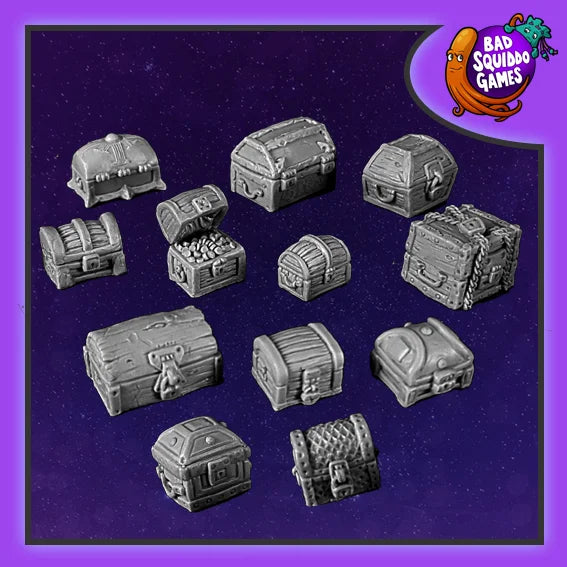 Fantasy Treasure Chests (12) 28 mm Scale Models Unpainted