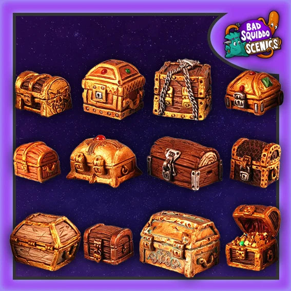 Fantasy Treasure Chests (12) 28 mm Scale Models