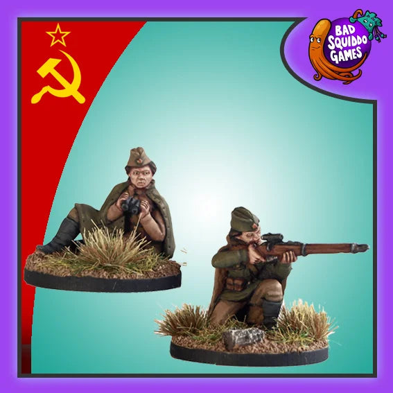 Soviet Sniper Team (Kneeling) 28 mm Scale Model Metal Figures