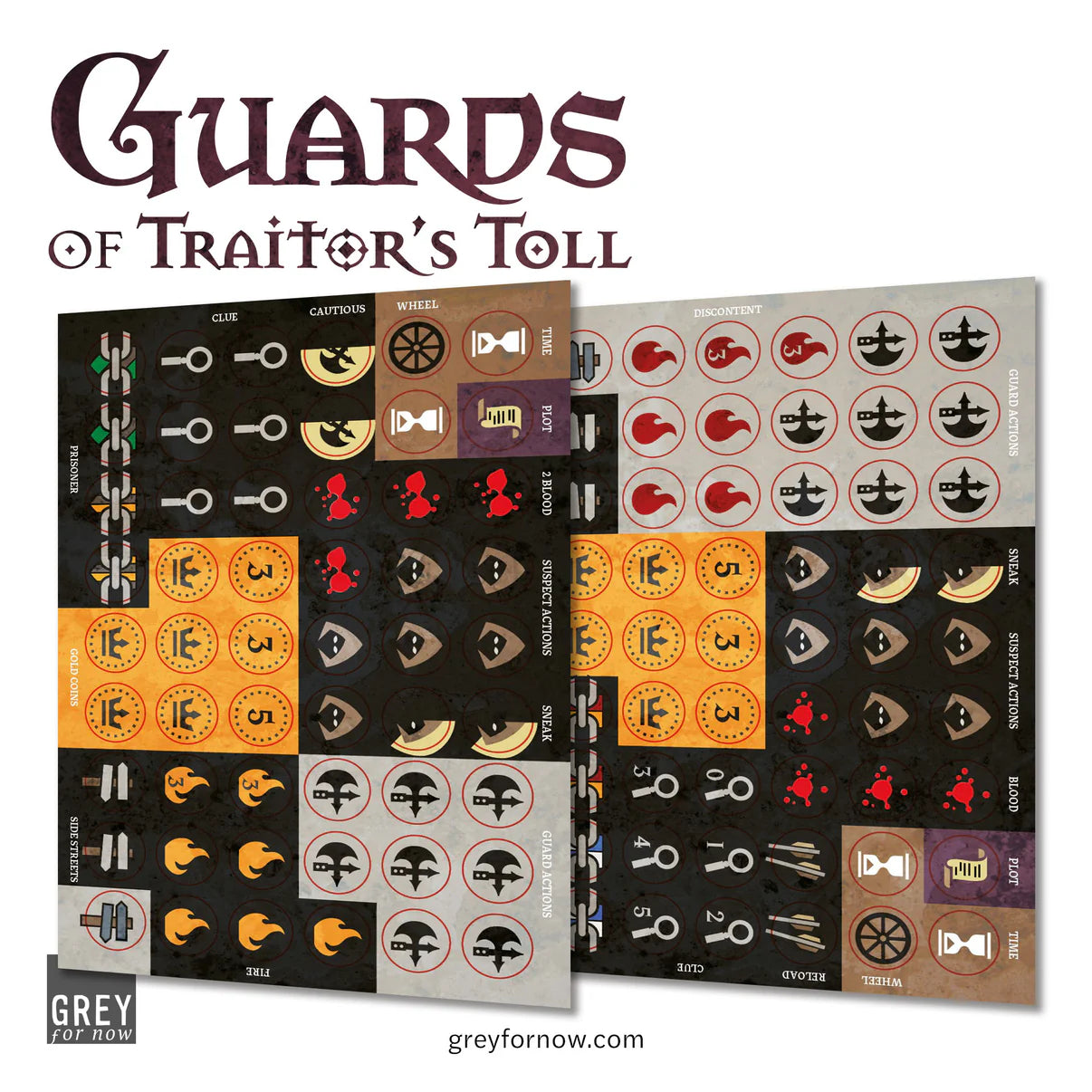 Grey For Now Games Guards of Traitor’s Toll Busy Streets Expansion counters.