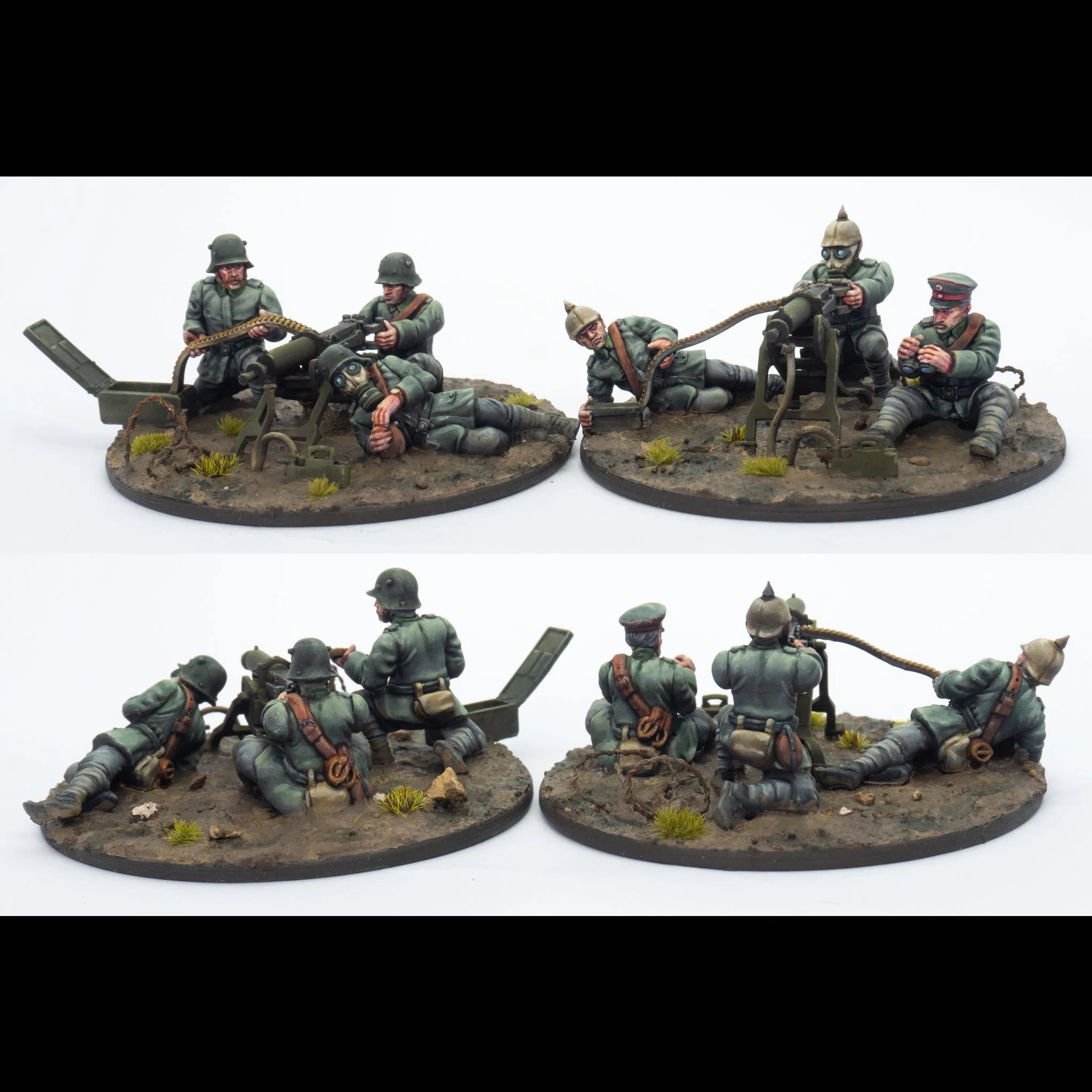 German MG-08 Crews (1914-1918), 28 mm Scale Model Plastic Figures Close Up Examples