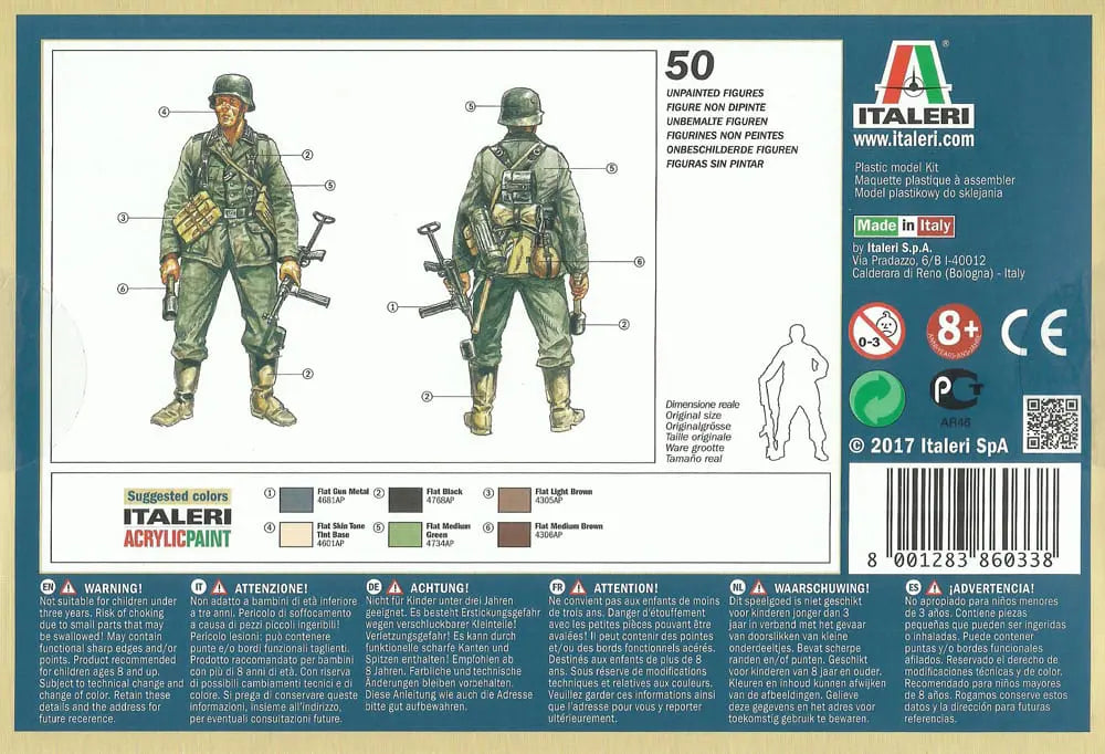 German Infantry WWII, 1/72 Scale Plastic Figures Box Back