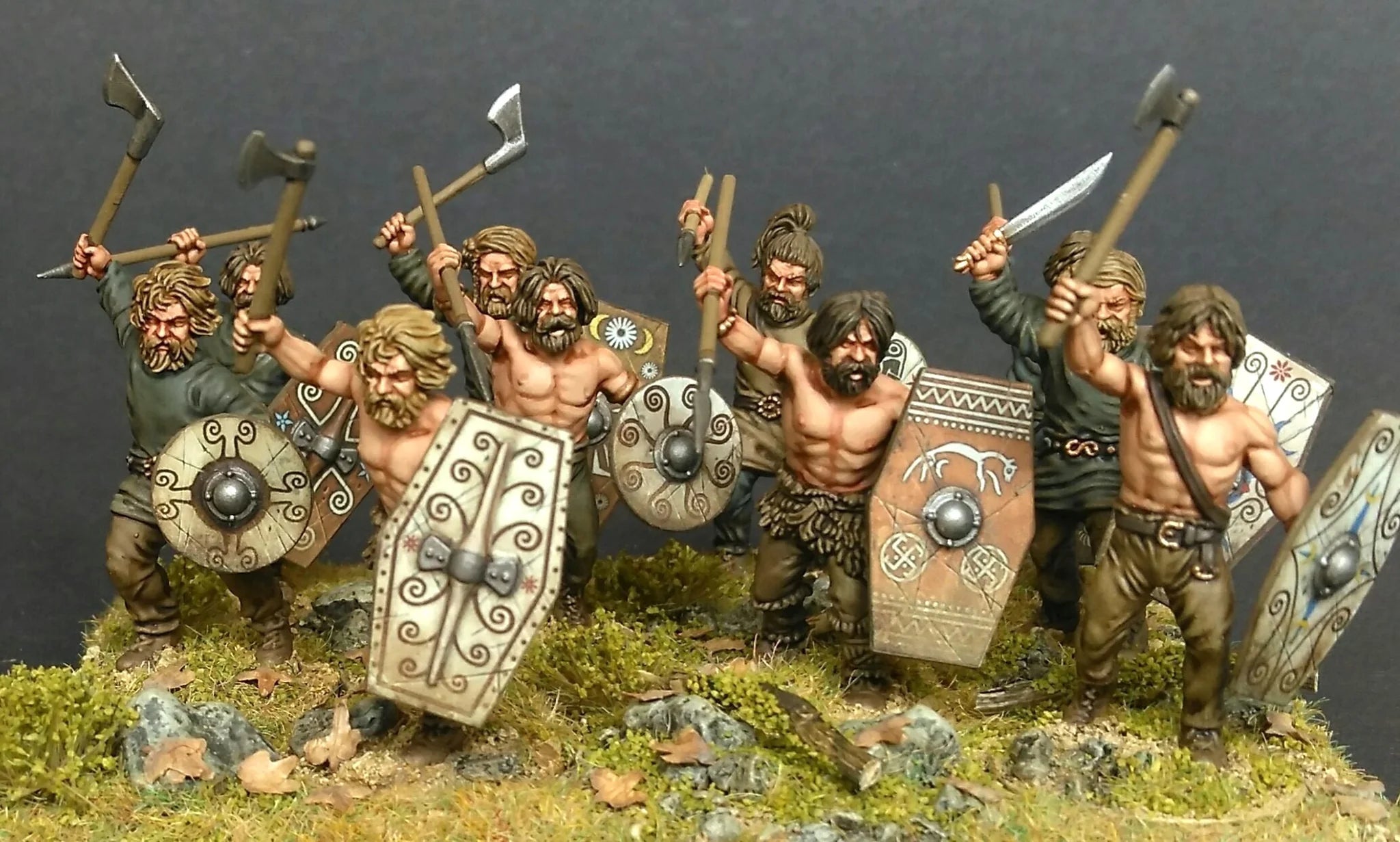Germanic Warriors 100BC -200AD, 28 mm Scale Model Plastic Figures Painted Close Up
