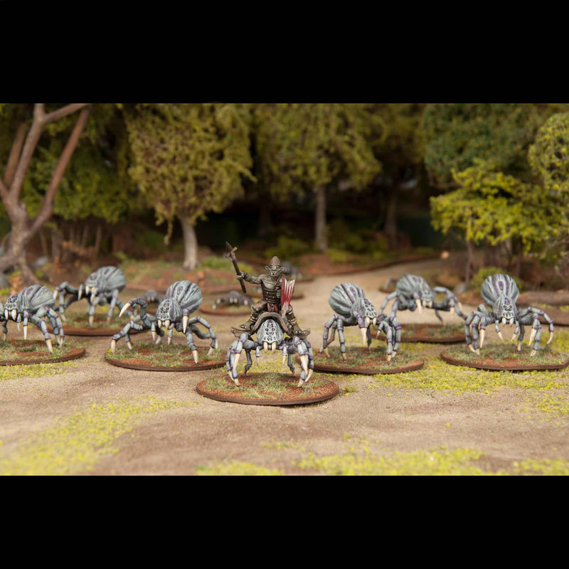 Giant Spiders, 28 mm Scale Model Plastic Figures Used A Goblin Cavalry