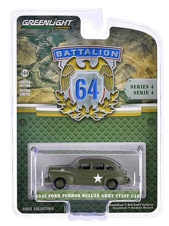 Greenlight Collectibles Battalion 64 Series 4 – 1942 Ford Fordor Deluxe Army Staff 1/64 Scale Diecast Model