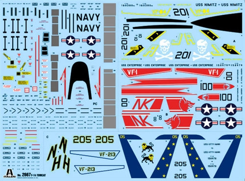Grumman F-14A Tomcat, 1/48 Scale Plastic Model Kit Decal Sheet