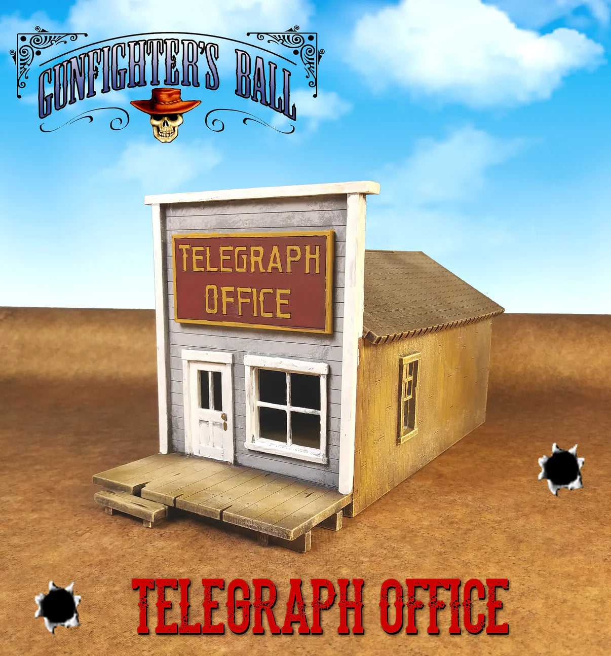 Knuckleduster Miniatures: - Gunfighter's Ball Telegraph Office 28mm Scale MDF Terrain Building