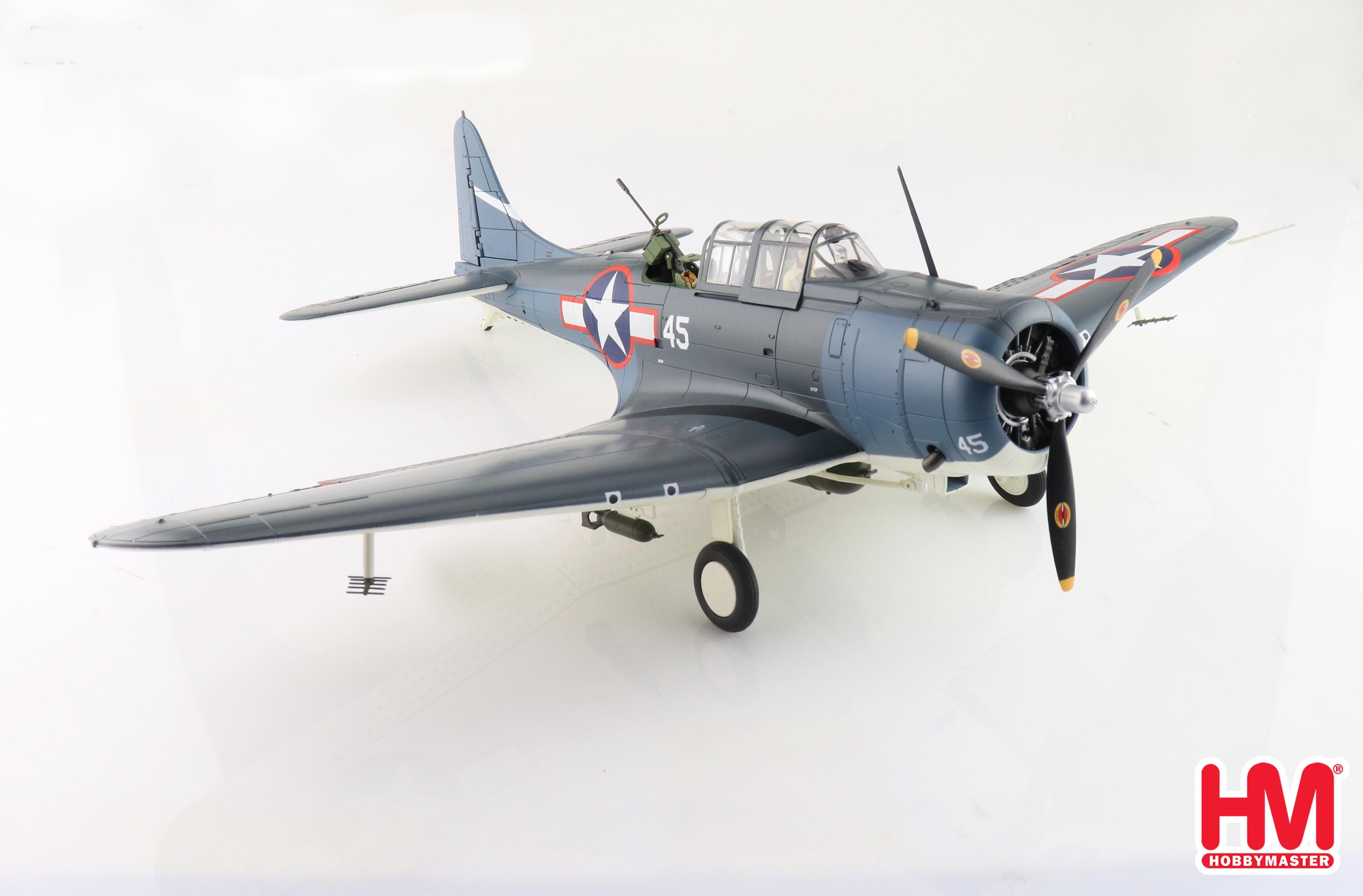 Douglas SBD-5 Dauntless, “White 45” VB-16 USS Lexington 1943, 1/32 Scale Diecast Model Right Front View