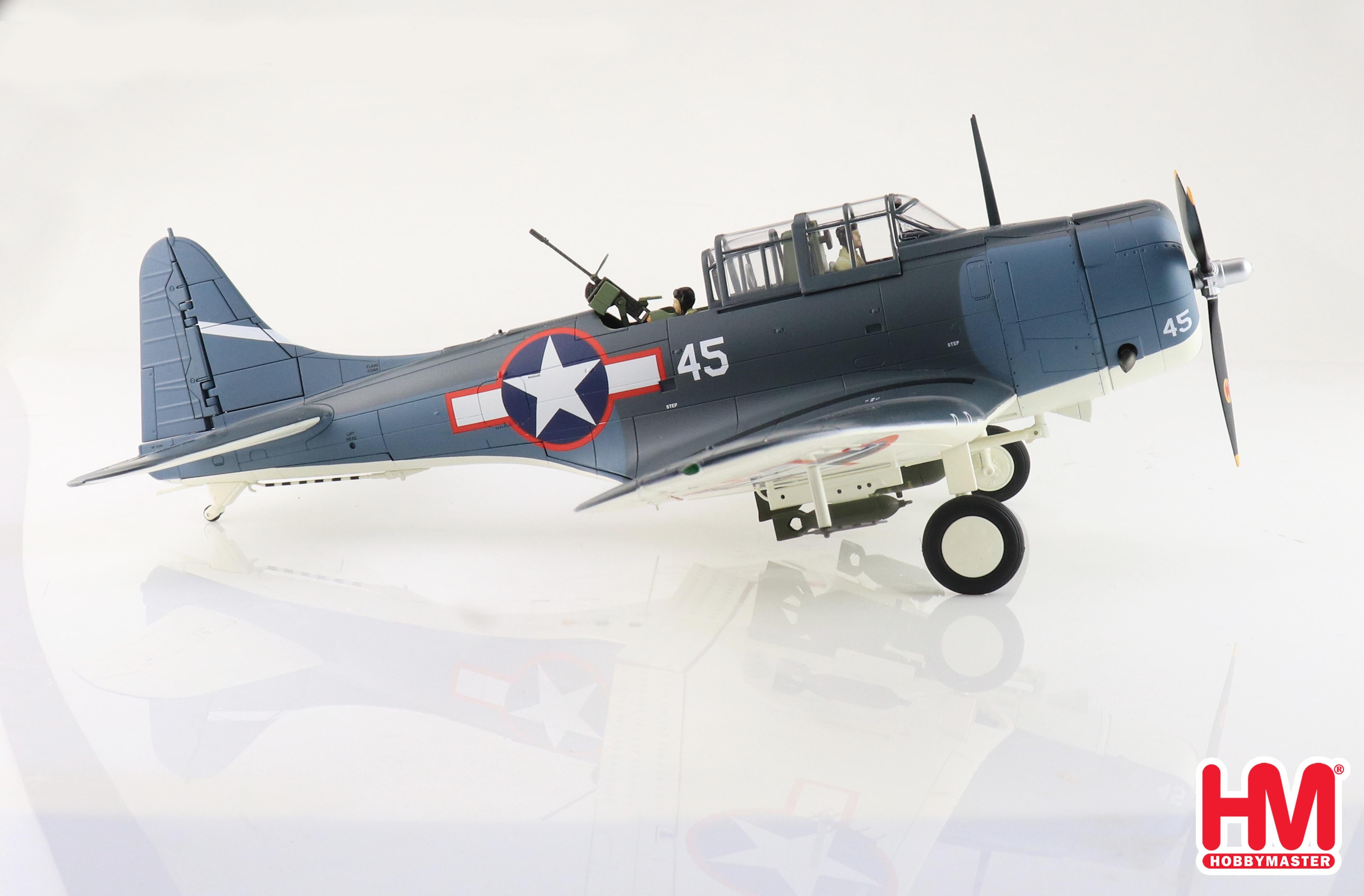 Douglas SBD-5 Dauntless, “White 45” VB-16 USS Lexington 1943, 1/32 Scale Diecast Model Right Side View