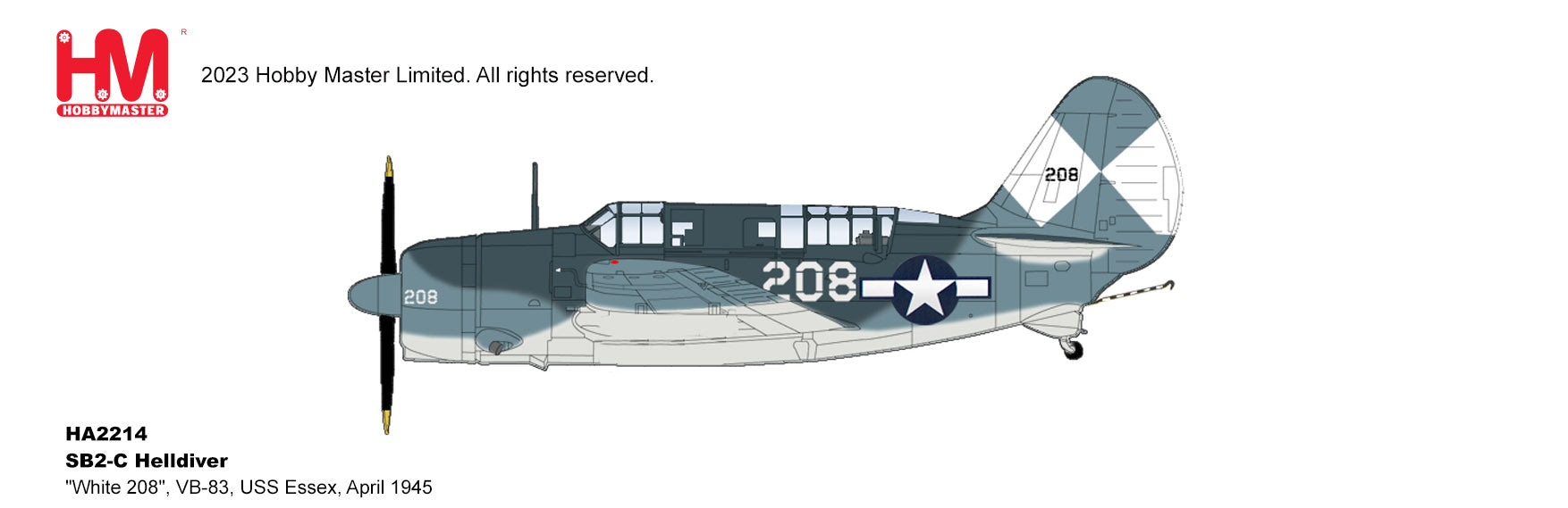 Curtiss SB2C Helldiver VB-83 USS Essex April 1945, 1/72 Scale Diecast Model Illustration