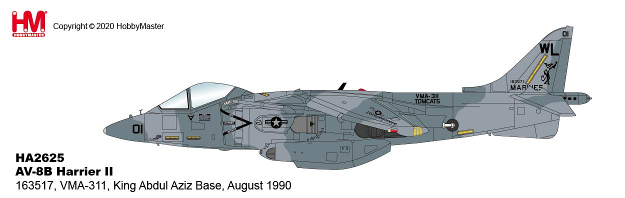 McDonnell Douglas AV-8B Harrier II VMA-311 1990, 1/72 Scale Diecast Model Illustration