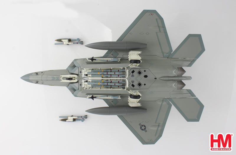 Lockheed Martin F-22A Raptor, 477th FG “Spirit of Tuskegee” 2013, 1:72 Scale Diecast Model Bottom View & Weapons