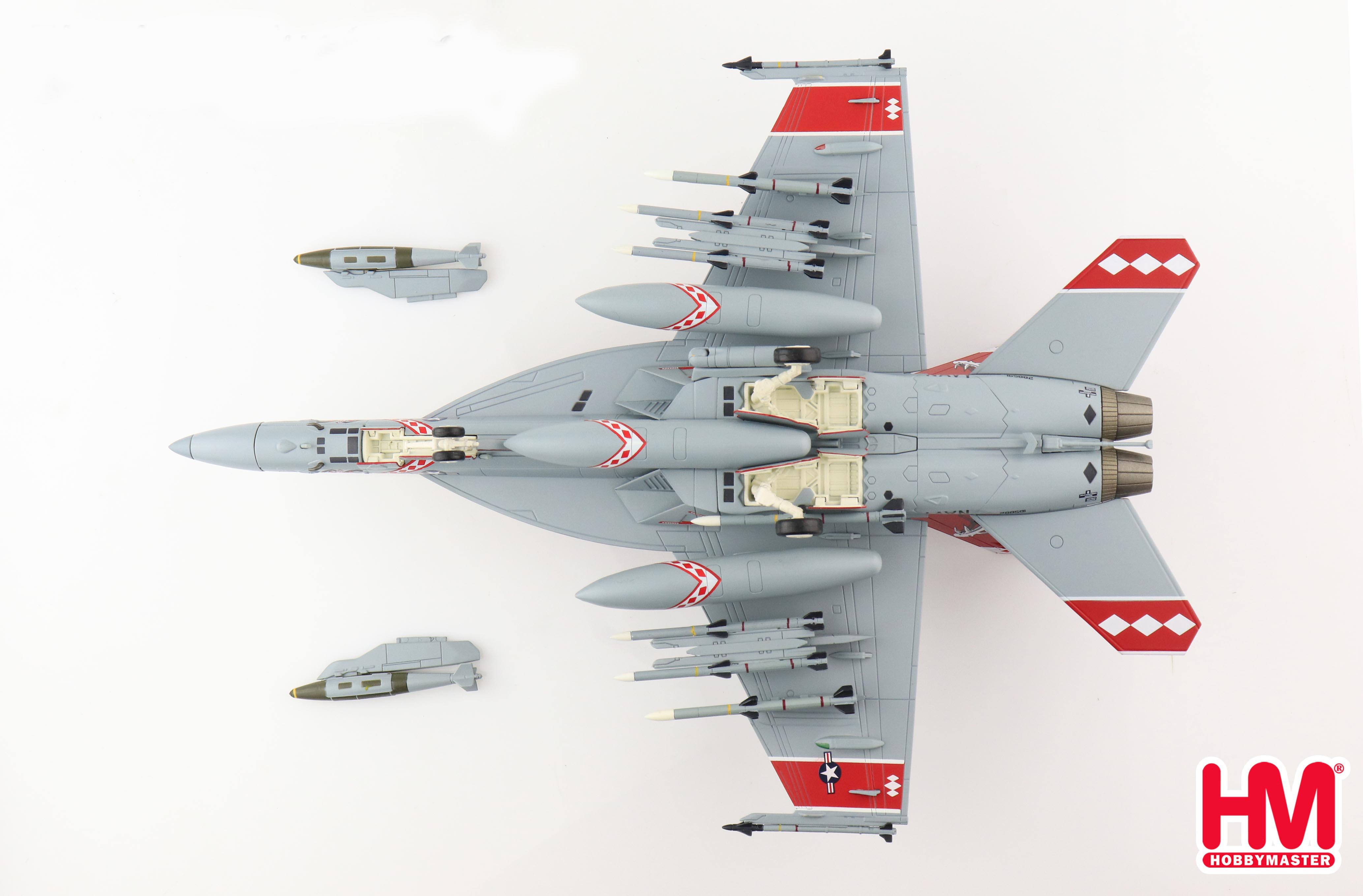 Boeing F/A-18F Super Hornet, VFA-102 “Dimondbacks”, 50th Anniversary Livery 2005, 1:72 Scale Diecast Model Bottom View w/ Weapons