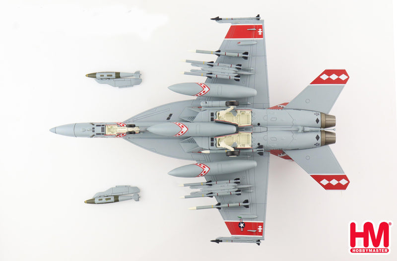 Boeing F/A-18F Super Hornet, VFA-102 “Dimondbacks”, 50th Anniversary Livery 2005, 1:72 Scale Diecast Model Bottom View w/ Weapons