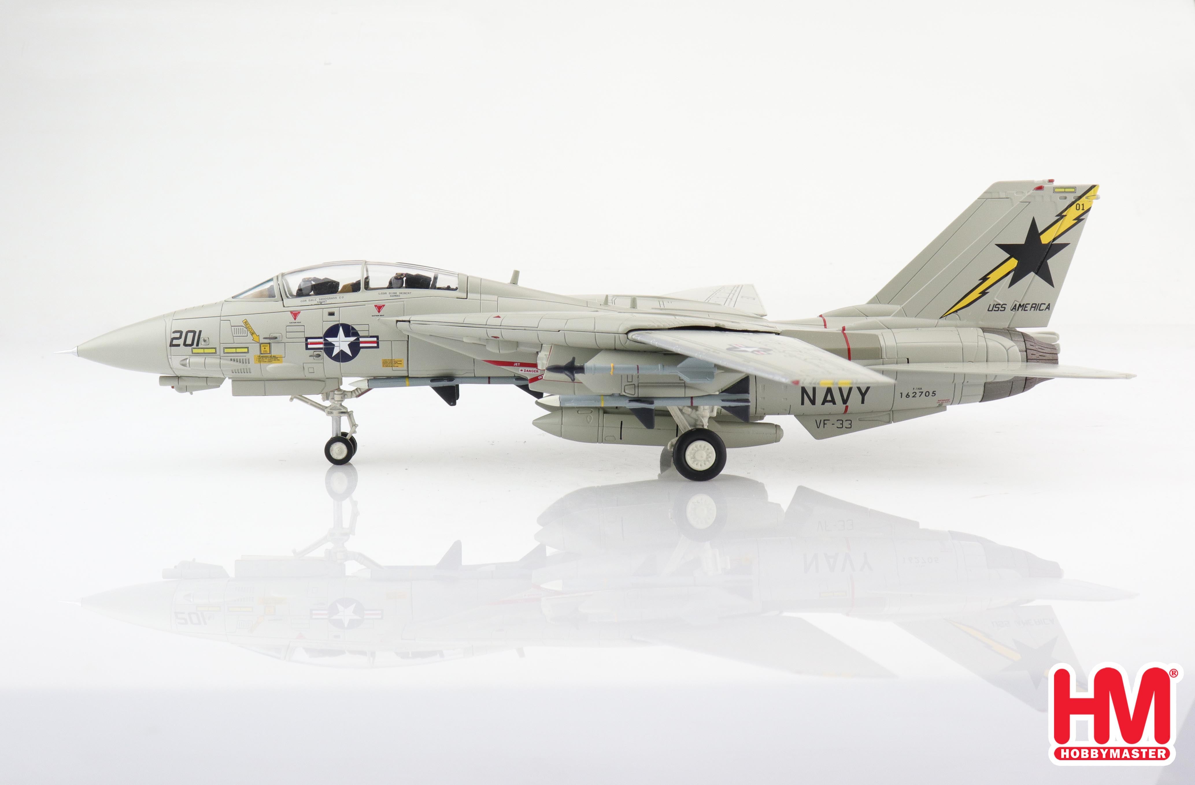 Grumman F-14A Tomcat, VF-33 “Starfighters” USS America 1990, 1:72 Scale Diecast Model Left Side View