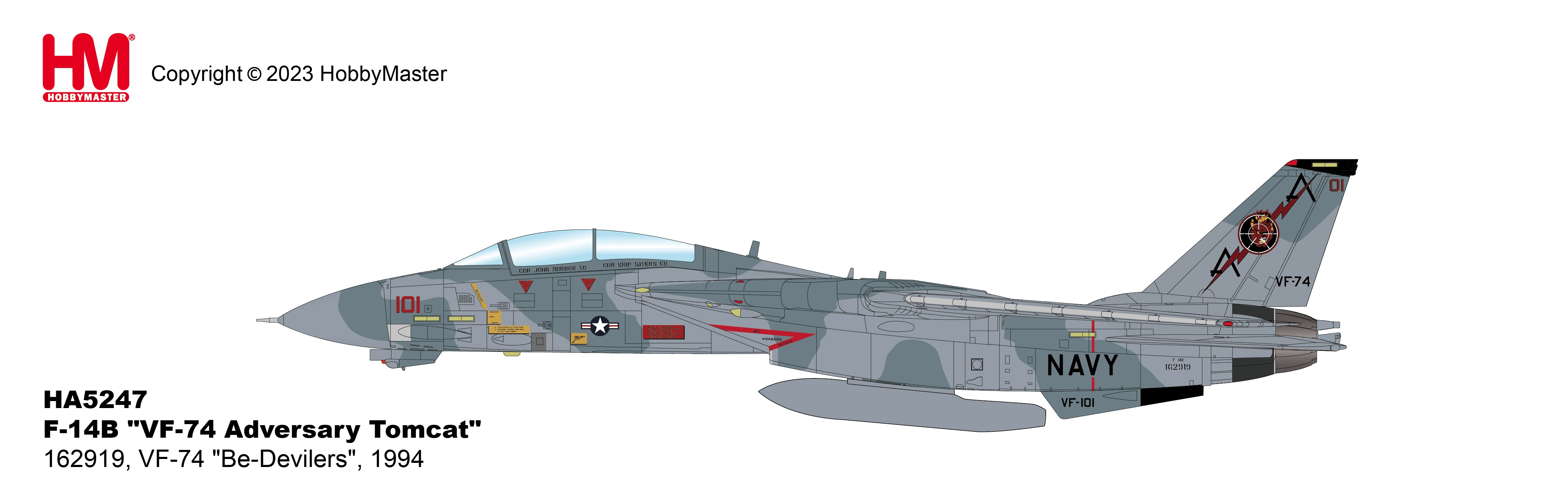 Grumman F-14B Tomcat, VF-74 Be-Devilers Adversary Tomcat 1994, 1:72 Scale Diecast Model Illustration