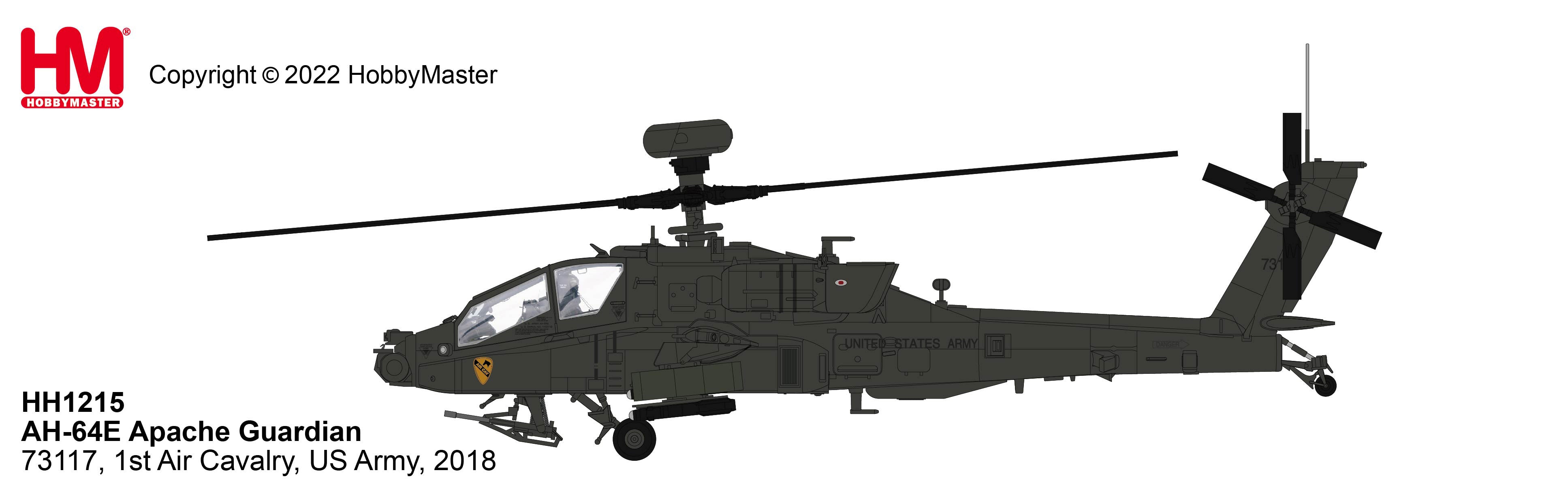 Boeing AH-64E Apache Guardian 1st Air Cavalry Division, 2018 1/72 Scale Diecast Model Illustration