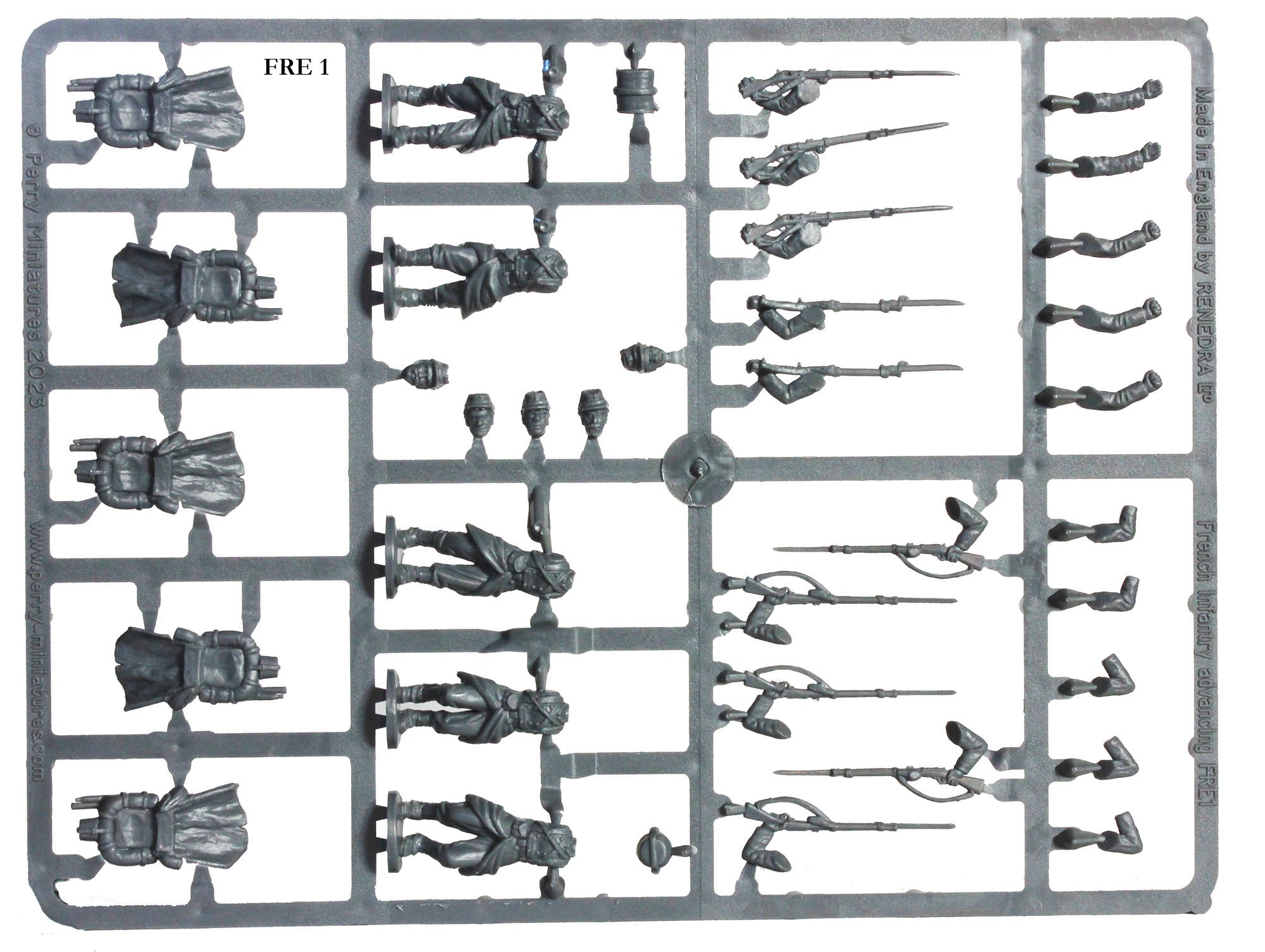 Franco-Prussian War 1870 – 1871 French Infantry Advancing, 28 mm Scale Model Plastic Figures Frame