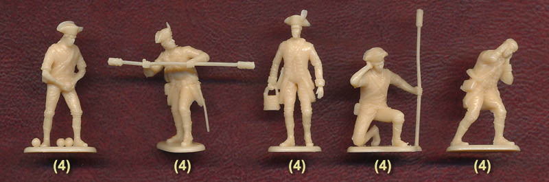 American Revolution American Artillery Set, 1/72 Scale Plastic Figures Crew Poses