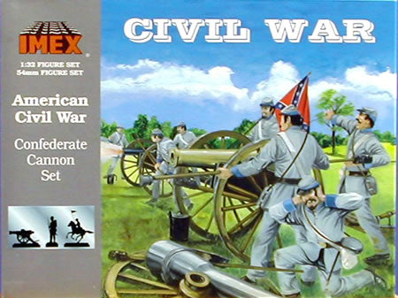 American Civil War Confederate 10 lb. Cannon Set, 1/72 Scale Plastic Figures