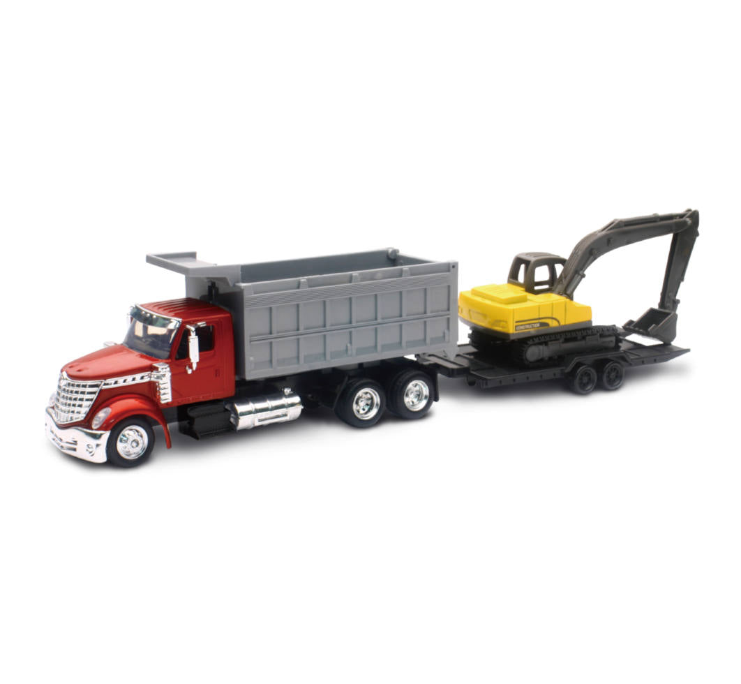 International Lonestar Dump Truck with Excavator 1:43 Scale Model