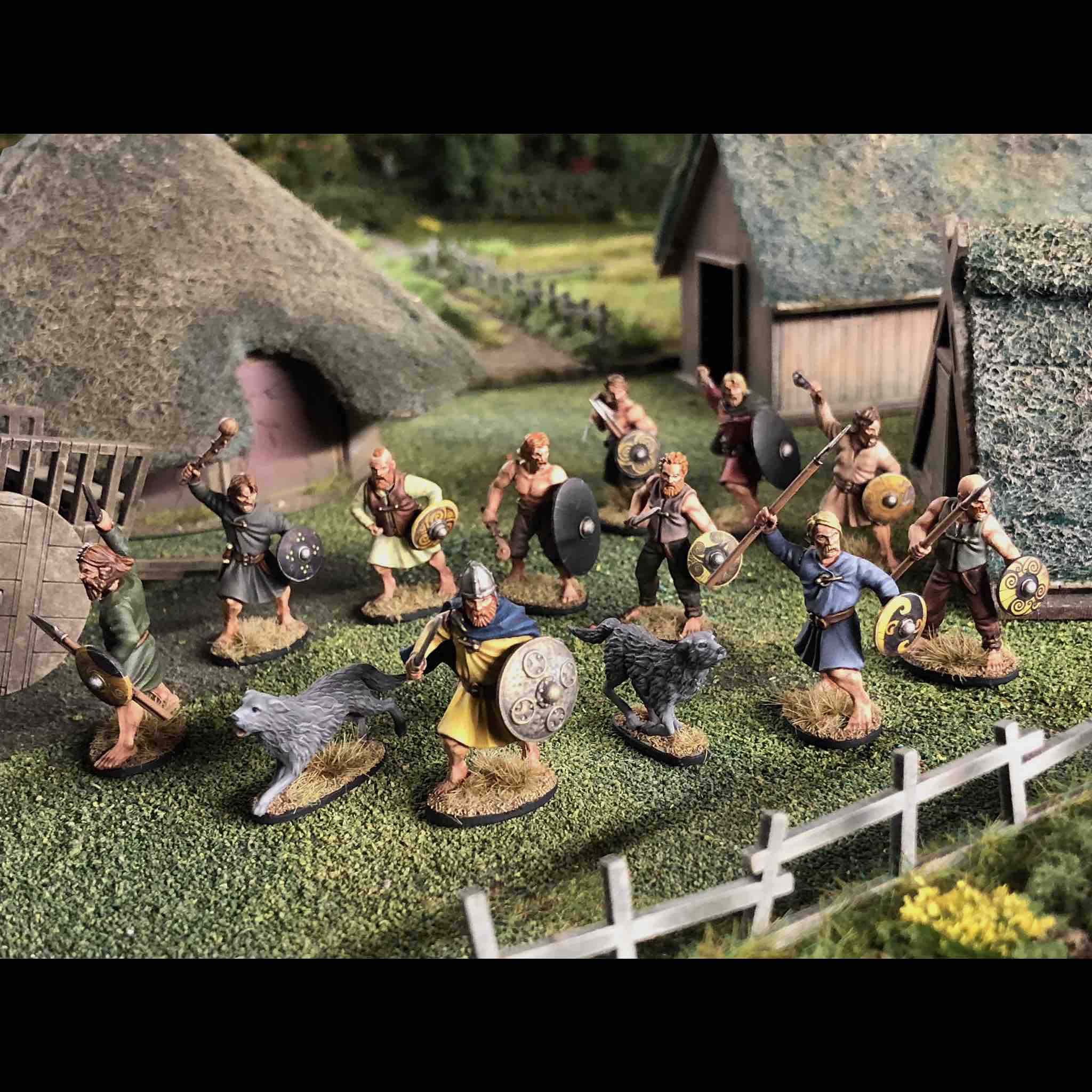 Dark Age Irish Warriors, 28 mm Scale Model Plastic Figures Diorama Example #2