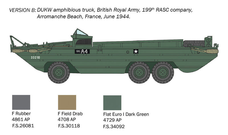 Italeri DUKW 2½ Ton Amphibious Truck “D-Day 80° Anniversary” 1/72 Scale Model Kit Version B