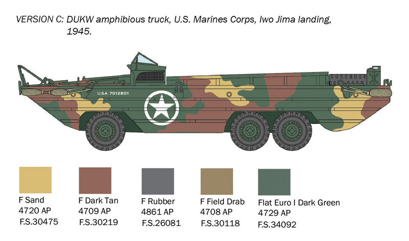 Italeri DUKW 2½ Ton Amphibious Truck “D-Day 80° Anniversary” 1/72 Scale Model Kit Version C