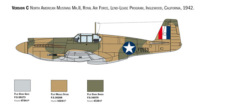 North American P-51A Mustang 1/72 Scale Model Kit Version C