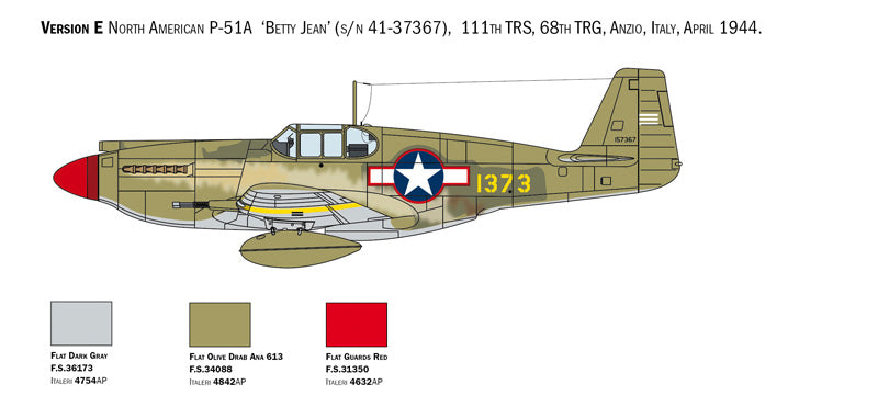 North American P-51A Mustang 1/72 Scale Model Kit Version E