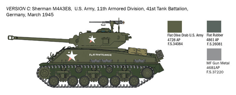 Italeri M4A3E8 Sherman Fury 1/56 Scale Model Version C