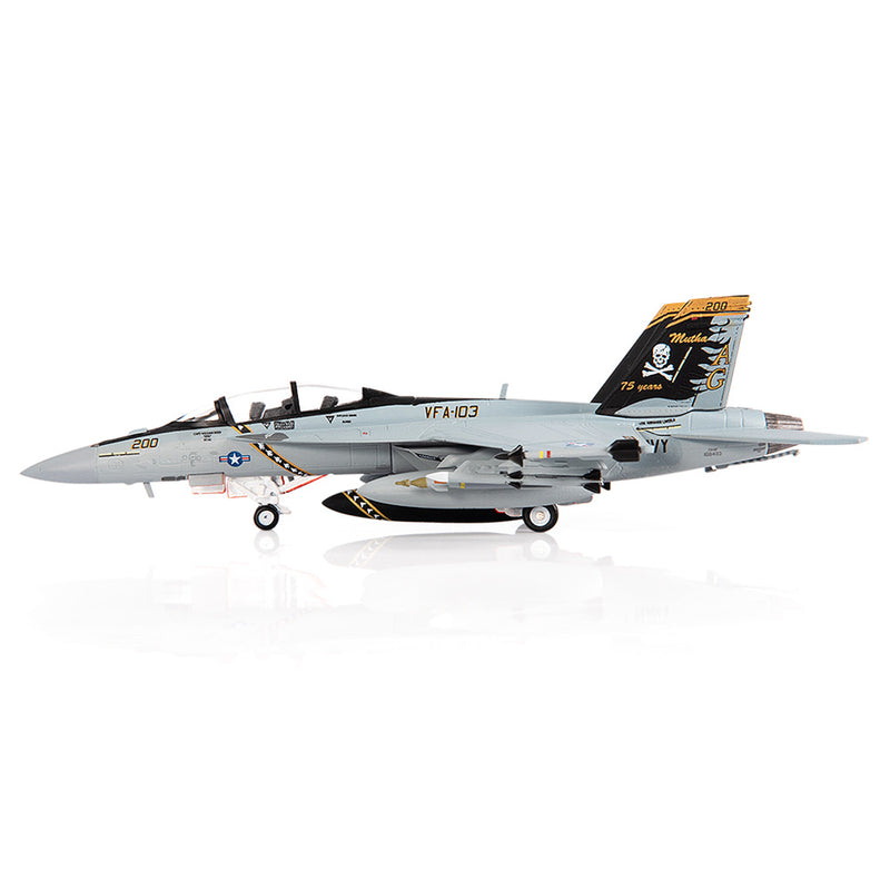 Boeing F/A-18F Super Hornet, VFA-103 Jolly Rogers, 75th Anniversary, 2018, 1:144 Scale Diecast Model Left Side View