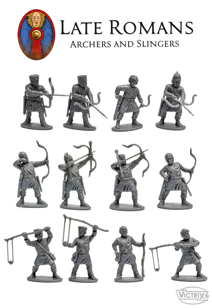 Late Roman Archers And Slingers, 28 mm Scale Model Plastic Figures Example Poses
