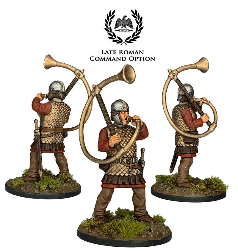 Late Roman Armored Infantry, 28 mm Scale Model Plastic Figures Late Roman Trumpeter Painited Example