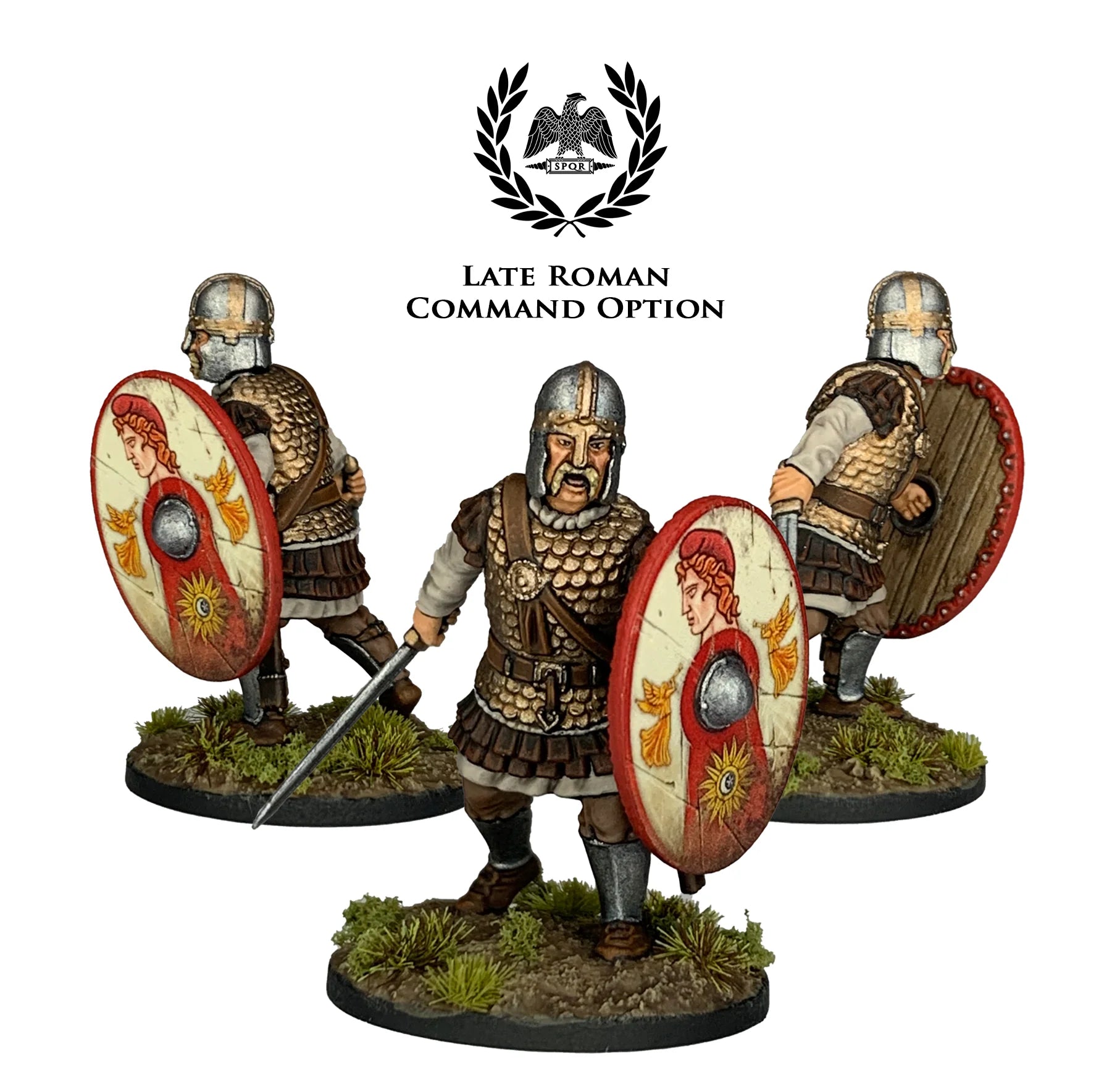 Late Roman Armored Infantry, 28 mm Scale Model Plastic Figures Late Roman Command #4 Painted Example