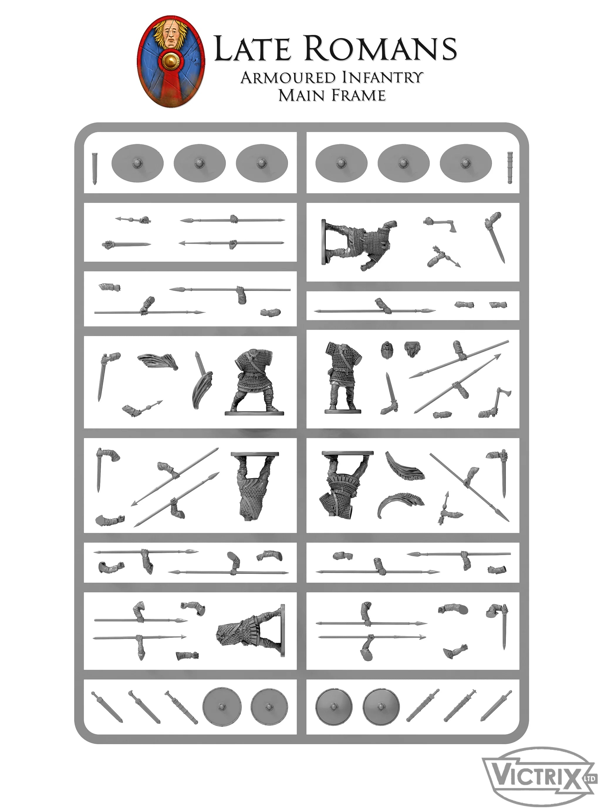 Late Roman Armored Infantry, 28 mm Scale Model Plastic Figures Main Infantry Frame Example