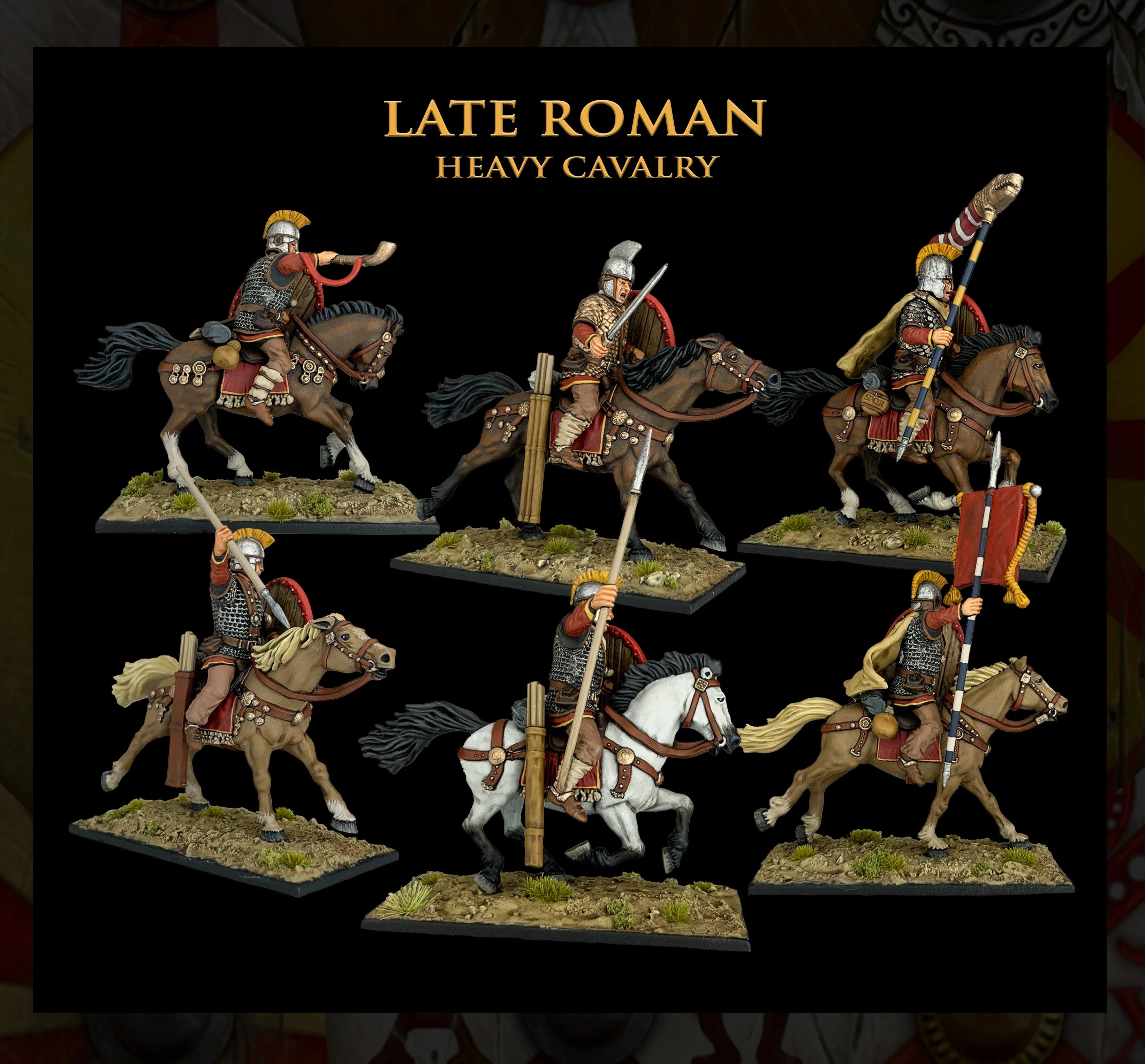 Late Roman Armored Cavalry, 28 mm Scale Model Plastic Figures Painted Example #2