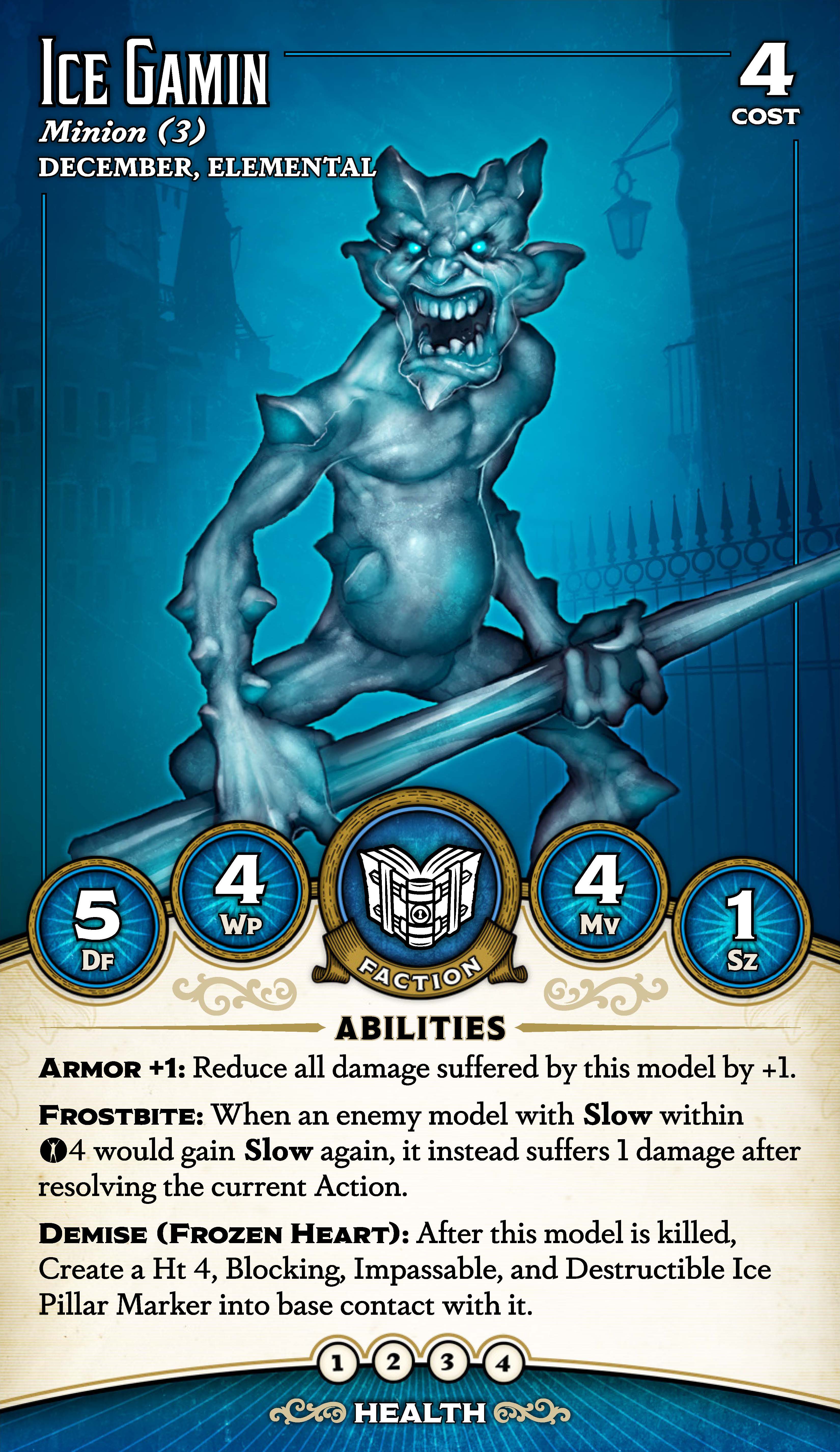 Malifaux (M3E) The Arcanists “Cold as Ice ”, 32 mm Scale Model Plastic Figures Ice Gamin Stat Card